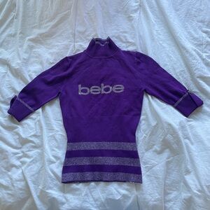 Vintage Y2K Bebe Purple Rhinestone Sweater